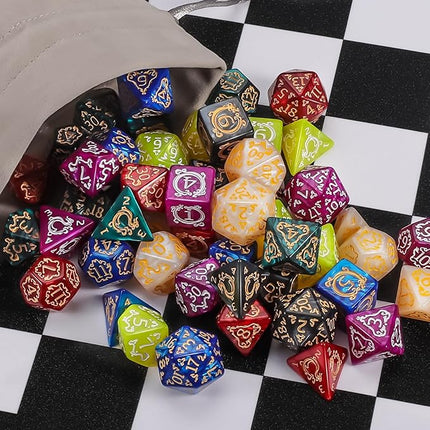 CiaraQ Polyhedral Dice Set - DND Role Playing Dice for Dungeons and Dragons RPG Table Games, Multi-Color, 49pcs