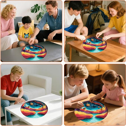 Space Wooden Puzzles 200 Pieces - Unique Solar System Jigsaw Puzzle with Irregular Wood Pieces, Fun Family Game for Adults and Kids, Educational Galaxy Gift, 11.2x11.2 in