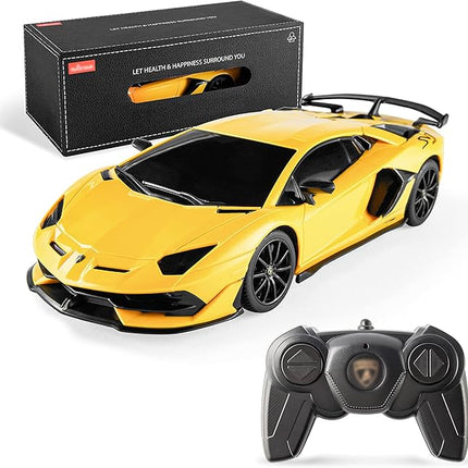 BEZGAR 1:24 Scale Lambo Remote Control Car, Electric Sport Racing Hobby Lambo Toy Car Model Vehicle, RC Car Toys for 3 4 5 6 7 8 Boys and Girls(Yellow)