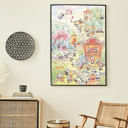 MOMIBOOK Puzzles for Adults 1000 Pieces Jigsaw Puzzles of Comfortable Panda, Flocking Painting Image Chinese Difficult Challenging Hard Impossible Puzzle Unique Funny Party Christmas Birthday Gifts