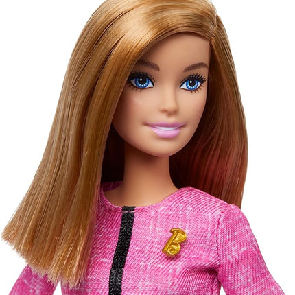 Barbie Careers Doll & Accessories, Future Leader with Blonde Hair Wearing Outfit with 2 Golden Bracelets & “B” Pin, Includes Sticker for Kids
