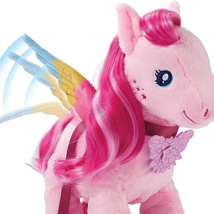 Mattel Barbie A Touch of Magic Stuffed Animals, Walk & Flutter Pegasus Plush Toy, 11-inch Walking Plushie with Hair Accessories & Sound Feature