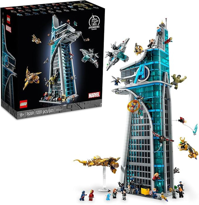 LEGO Marvel Avengers Tower Building Kit, Detailed Recreation of The Iconic HQ Featuring Classic Movie Scenes, 31 Figures and Authentic Accessories, Gift for Marvel Fans and Model-Makers, 76269