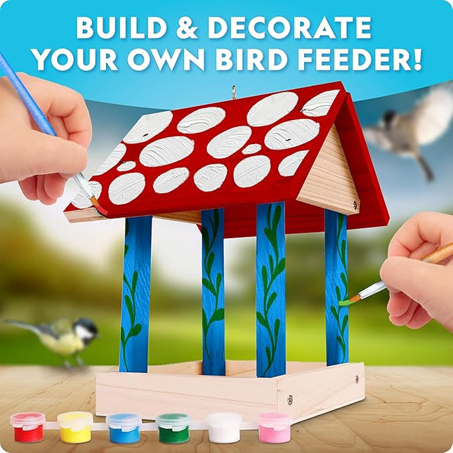 Blue Marble National Geographic Build Your Own Bird Feeder Kit – DIY Wooden Feeder Craft with Paints, Brush, Bird-Watching Journal & Educational Poster for Kids, Easter Basket Stuffers