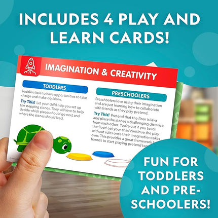 National Geographic Kids Jumbo Balance Stepping Stones – 12 Non-Slip Stepping Stones in 3 Heights with Foam Dice & Play & Learn Cards, Indoor & Outdoor Obstacle Course for Kids Ages 3+