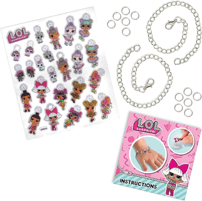 SES Creative 14190 - L.O.L. - Puffy Sticker Bracelets, Mix and Match Your own Charms, with Glitter, Complete Set for Children 6 Years and Older