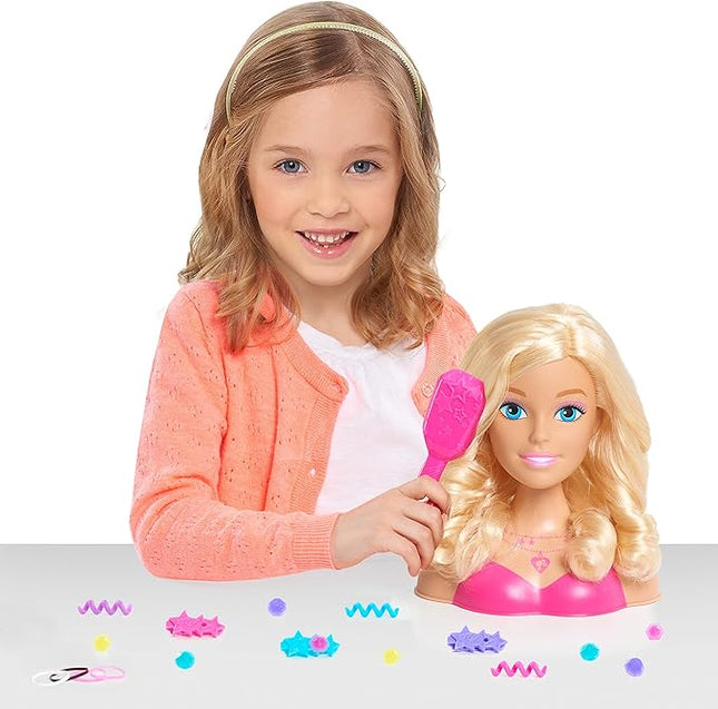 Barbie Fashionistas 8-Inch Styling Head, Blonde, 20 Pieces Include Hair Styling Accessories, Kids Toys for Ages 3 Up by Just Play