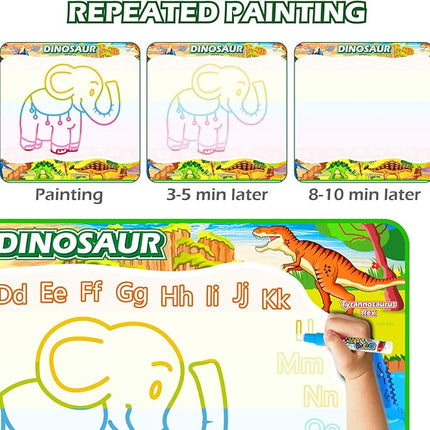 Jasonwell Aqua Water Doodle Mat 60x40 Inches Large Magic Drawing Doodling Mat Coloring Mat Educational Toys Christmas Birthday Gifts for Kids Toddler Boys Girls Age 2 3 4 5 6 7 8 Year Old (Dinosaur)