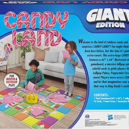 Spin Master Games, Candy Land Giant Edition, Preschool Game for Indoor & Outdoor Fun with Big Oversized Board, for Family and Kids, 2-4 Players, Ages 4 & Up