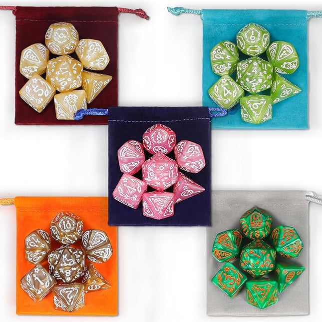 CiaraQ Polyhedral Dice Set - DND Role Playing Dice for Dungeons and Dragons RPG Table Games, Multi-Color, 35pcs