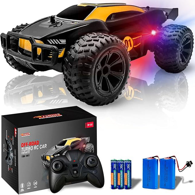 Offroad Remote Control Car for Boys 1:20 - High Speed RC Car for Teens, 20km/h Fast RC Cars with LED Light, 2 Rechargeable 1000mAh Batteries - All Terrain RC Car Gift for Boys