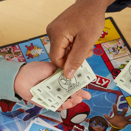 Monopoly Junior: Marvel Spidey and His Amazing Friends Edition Board Game for Kids Ages 5+, with Artwork from The Animated Series, Kids Board Games (Amazon Exclusive)