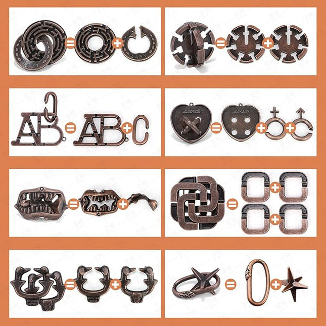 8 Pcs Brain Teaser Puzzles for Adults Teens - Metal Puzzles 3D Puzzle Game Toys for Adults Teens - Unlock Interlocking Puzzle Adult IQ Education Smart Toys