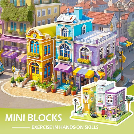 Mini Cafe-Bookshop Building-Blocks Set- City Town Coffee Bookstore House Modular Building Book Nook Model Construction Building Blocks Bookend Collection Set 1699 PCS for Adults
