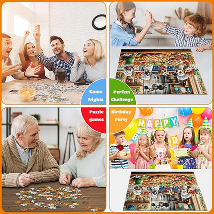 Funny Dog Pizza Jigsaw Puzzle, 1000 Piece Puzzle for Adults, Food Kitchen Jigsaw Puzzle, Animal Pet Lover Challenging Puzzles, Home Decoration Puzzle, Interlock Perfectly No Dust