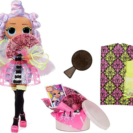 L.O.L. Surprise! OMG Dance Miss Royale Fashion Doll with 15 Surprises Including Magic Black Light, Shoes, Hair Brush, Doll Stand and TV Package - Great Gift for Girls Ages 4+