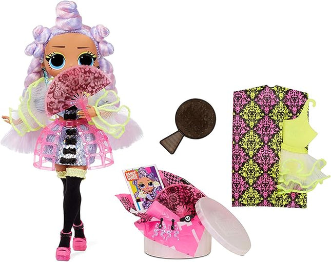 L.O.L. Surprise! OMG Dance Miss Royale Fashion Doll with 15 Surprises Including Magic Black Light, Shoes, Hair Brush, Doll Stand and TV Package - Great Gift for Girls Ages 4+