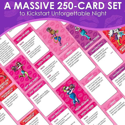 QUOKKA Bachelorette Party Games - 250 Cards Bachlorette Gifts for Bride 5 Categories 21+ Party Accessories