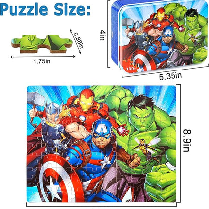 LELEMON Puzzles for Kids Ages 4-8,100 Piece Puzzles for Kids in a Metal Box, Educational Kids Puzzles Jigsaw Puzzles 100 Piece Puzzle Games Puzzle Toys Childrens Puzzles for Girls and Boys