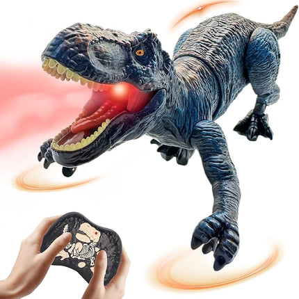 Remote Control Dinosaur Toys for Kids 3-5, 5-7, 8-12, 10-12, Electronic RC T Rex Dino Robot Toy for Boys, Top Christmas & Birthday Gifts for 6 7 8 9 10 11 & 12 Year Old Boys (Color: Blue)