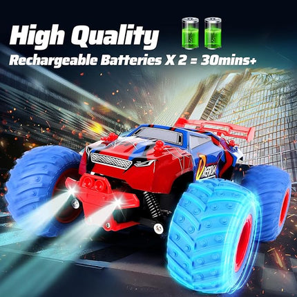 1:18 Spider Remote Control Car for Boys Age 6-12, 20Mph All Terrian Remote Control Monster Truck with Colorful Bodylight, Headlight and High Torque Motor, Birthday Toy Gift for RC Beginners