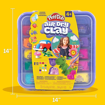 Play-Doh Air Dry Clay Case, Scented Variety Pack, 13 Air-Dry Clays, Fun Molds, Wiggly Eyes, and Sculpting Tool, Arts and Crafts Supplies, Modeling Clay, Fun Kids Activities, Pottery