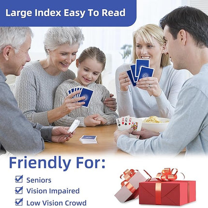 Fanwer Large Print Playing Cards 6 Pack, Deck of Cards for Seniors, Vision Impaired, Low Vision Crowd, Poker Playing Cards for Blackjack, Euchre, Canasta Cards Game, Jumbo Index