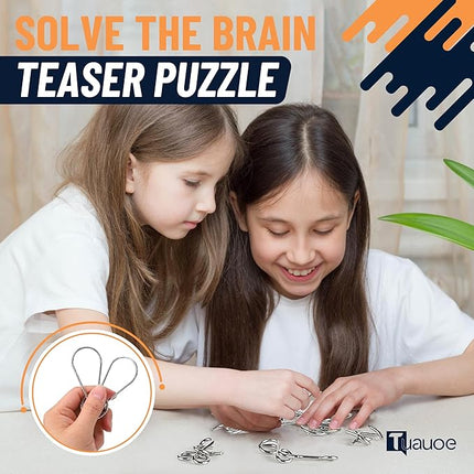 Metal Puzzles Brain Teaser, 24pcs Metal Wire Puzzles for Adults Kids Teenagers, Classical Mini Mind Ring Puzzle Set, Educational IQ Unlock Interlocking Toy Lock Puzzle Gift Set