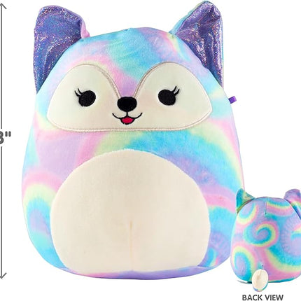 Squishmallows Original 8-Inch Felexine The Rainbow Fox - Official Jazwares Plush - Collectible Soft Squishy Fox Stuffed Animal Toy - Add to Your Squad - Gift for Kids, Girls & Boys