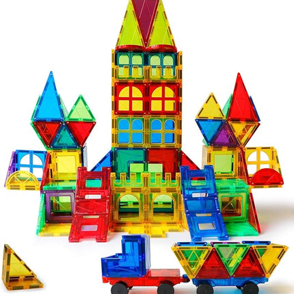 MAGBLOCK Magnetic Tiles Kids Toys, 120PCS 3D Magnetic Building Blocks Set Construction Toys Educational STEM Magnet Tiles for Kids Stacking Blocks Learning Gifts for Toddlers Boys Girls