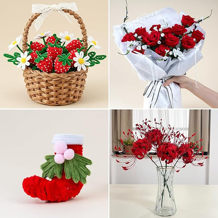 Caydo 300 Pieces Red Pipe Cleaners Craft Chenille Stems for DIY Art Creative Crafts Party Valentine's Day Decorations (12 Inch x 6 mm)