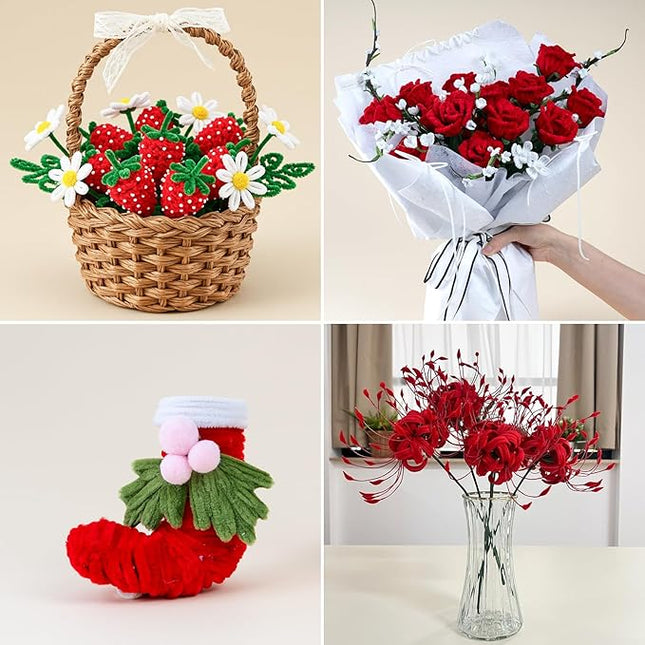 Caydo 300 Pieces Red Pipe Cleaners Craft Chenille Stems for DIY Art Creative Crafts Party Valentine's Day Decorations (12 Inch x 6 mm)