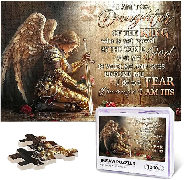 Christian Jigsaw Puzzles 1000 Pieces for Adults, Warrior Woman with Bible Verses, Inspirational Religious Wooden Puzzle, Faith-Based Gift
