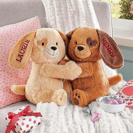Let's Make Memories Personalized Hugging Plush Puppies - Puppy Love - Dog Stuffed Animal - for Couples - for Him - for Her