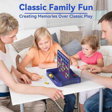 4 in a Row Board Games for Kids Ages 3+, Early Idea for Boys Girls Teens, Connect & Win Four in a Line, Portable 2-Player Strategy Games,Foldable Design with 6 Spare Discs (Blue)