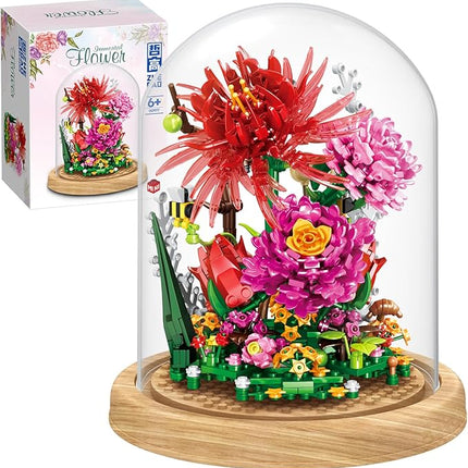 Flower Bouquet Building Kit Flowers Botanical Collection DIY Plants Bonsai Tree Friends Sets Adult Building Blocks Set Christmas New Year Birthday Gift for Girls Mom Women Girlfriend(Roses)