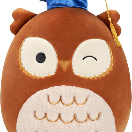 Squishmallows Original 12-Inch Arella Brown Owl with Graduation Cap - Official Jazwares Plush