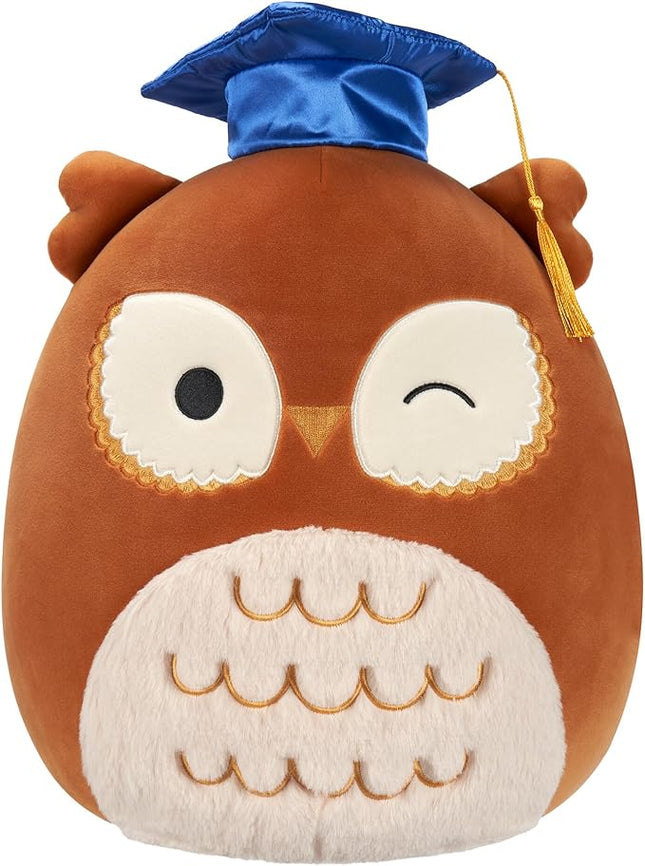 Squishmallows Original 12-Inch Arella Brown Owl with Graduation Cap - Official Jazwares Plush
