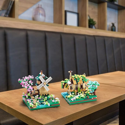Tree House River Windmill and Port Cabin Model Assembly Blocks Creative DIY Decorative Presents for Girls Street View Children and Adults