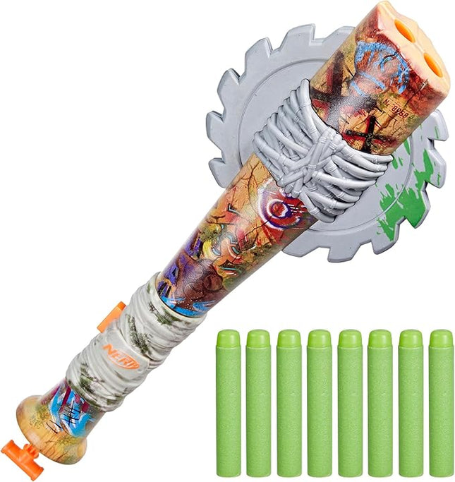 Nerf Zombie Strikeout Dart Blaster, 8 Nerf Elite Darts, Foam Blade, Pull Back Priming, Outdoor Games, Ages 8+ (Amazon Exclusive)