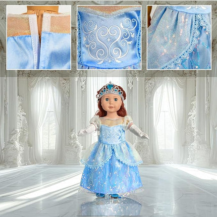 18 inch Doll Clothes Accessories - 6Pcs Different Fairytale Costume Dress