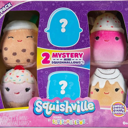 Squishville by Original Squishmallows Sweet Tooth Squad Plush - 2-Inch Bernice, Chanel, Cinnamon, Carmelita, Maya & Clara Plush - Toys for Kids
