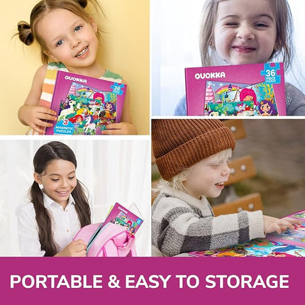 QUOKKA Magnetic Puzzles for Kids Ages 4-6 - 36 Pieces Sudoku Toddler Puzzles Ages 2-4 - Travel Games for Kids Ages 3-5 - Princess Unicorn Mermaid Toddler Travel Toys - Car Airplane Road Trip Games