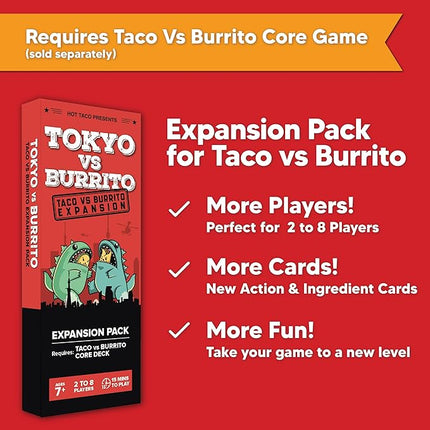 Taco vs Burrito Tokyo Expansion Pack - Fun Family Game for Kids & Adults, Ideal for Family Game Nights, Board & Card Game, Perfect Idea, Requires Core Game