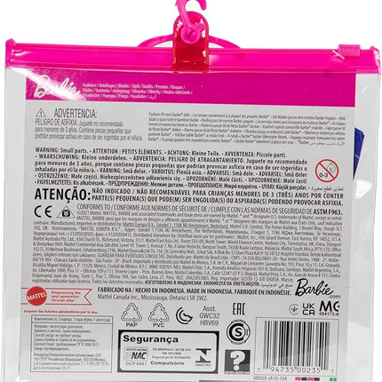 Barbie Fashions 2-Pack Clothing Set, 2 Outfits Doll Include Color-Blocked Shirt with Checkered Skirt, “GRL PWR” Dress & 2 Accessories