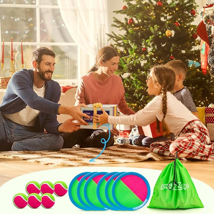 PlayZap Toss and Catch Ball Set Upgraded - Toddler Toys Kids Games for Whole Family - Water-Resistant Great for Beach Pool Yard Outdoor Games - Gift for 3 4 5 6 7 8 9 10 11 12+ Years Old Boys Girls