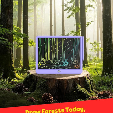 TEKFUN LCD Writing Tablet Doodle Board, 12inch Colorful Drawing Travel Essentials, Toddler Toys for 3 4 5 6 7 8 Year Old Girls Boys (Purple)