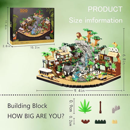 Zoo Architecture Micro Building Blocks Sets - 4800PCS, Animals Park Micro Bricks Modle Kit Present for Adults Ages of 14+