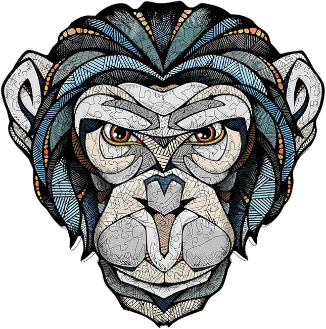 EWA Home Décor – Chimp (Chimpanzee) Small 110 Pieces – Wooden Jigsaw Puzzle for Adults – Perfect for Artistic Home Decoration and Mindful Relaxation