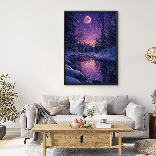 Fantasy Landscape Puzzle for Adults 1000 Pieces, Purple Moonlight Scenery Puzzles, Impossible Nature Scenic Jigsaw Puzzles for Adults Challenge